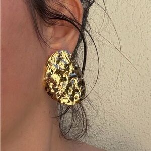 Anthropologie Gold Hammered Earrings